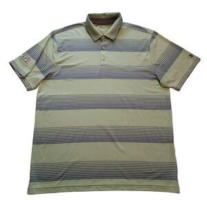 Under Armour Shirt Adult  XL loose Golf Polo Heat Gear Logo Green w/Gray stripe